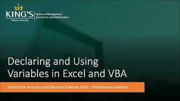 VBA Tutorial Video 6: Declaring and Using Variables in Excel VBA