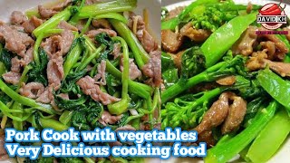 Pork Cook with vegetables very delicious Cooking foods show Amazing life of Asia people Simple style