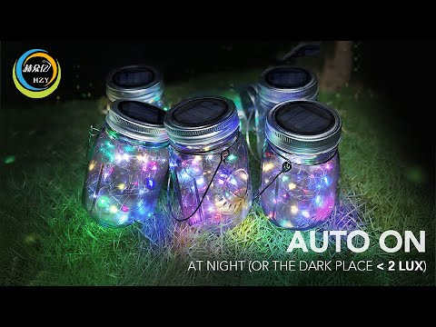 Multi color RGB solar energy Mason tank light 30 LED Outdoor garden garden hanging waterproof fairy