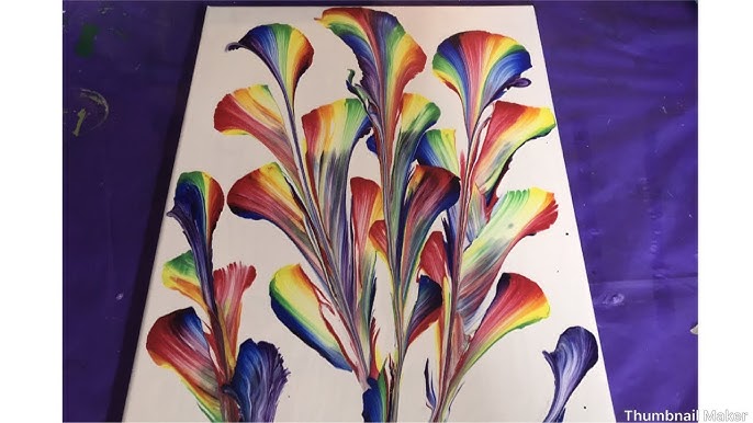 Acrylic Pouring String Pull Abstract Floral Painting - Youtube