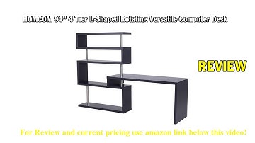 Review HOMCOM 94" 4 Tier L-Shaped Rotating Versatile Computer Desk  2021