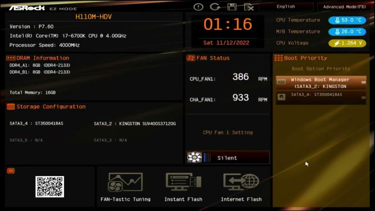 Socket 1151 h4 v1 asrock h110m hdv bios settings post boot