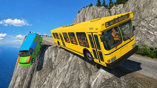 Bus vs Deadly Cliff Road 😱 Will Anyone Survive? | BeamNG.drive#363 screenshot 2