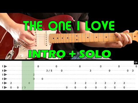 THE ONE I LOVE - Guitar lesson - Guitar intro \u0026 solo (with tabs) - R.E.M. - fast \u0026 slow version