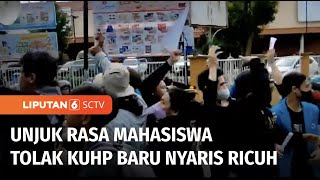 Mahasiswa di Cirebon Unjuk Rasa Tolak Pengesahan RKUHP hingga Nyaris Ricuh | Liputan 6