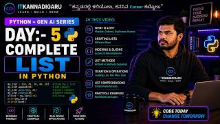 Day 5 | Python + AI Full Course in Kannada | Complete List Data Type Explained | ITKannadigaru