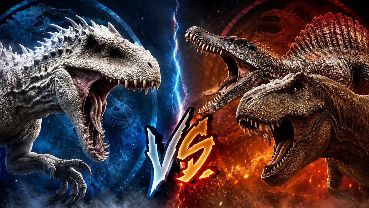 T REX Y SPINOSAURUS LUCHAN CONTRA LA INDOMINUS REX!!