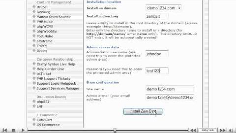 Install ZenCart from Fantastico | ZenCart Installation