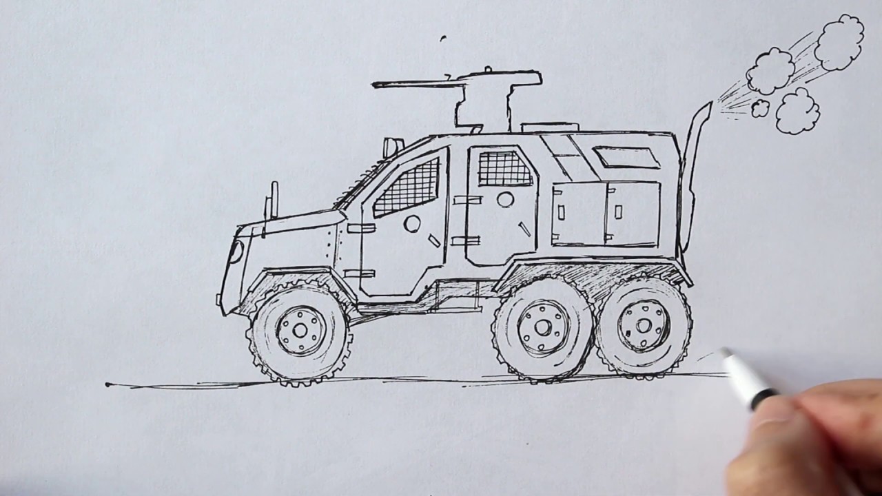 How To Draw Military Vehicles Step By Step - Youtube