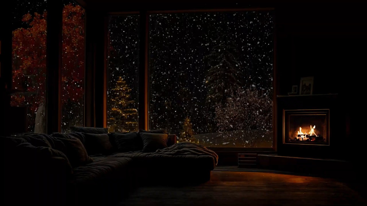 ❄️ Snowy Winter Night Outside Glass Cabin 🔥 | INSTANT SLEEP 😴 Fireplace & Candle Sounds (No Ads)