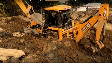 JCB Backhoe Loader Making A Bridge Foundation - JCB Working Video