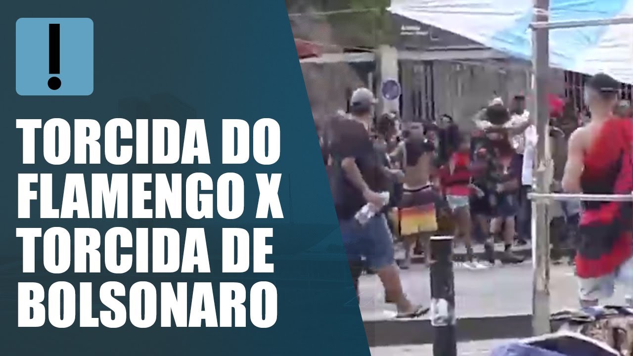 Torcedores do Flamengo enfrentam manifestantes bolsonaristas