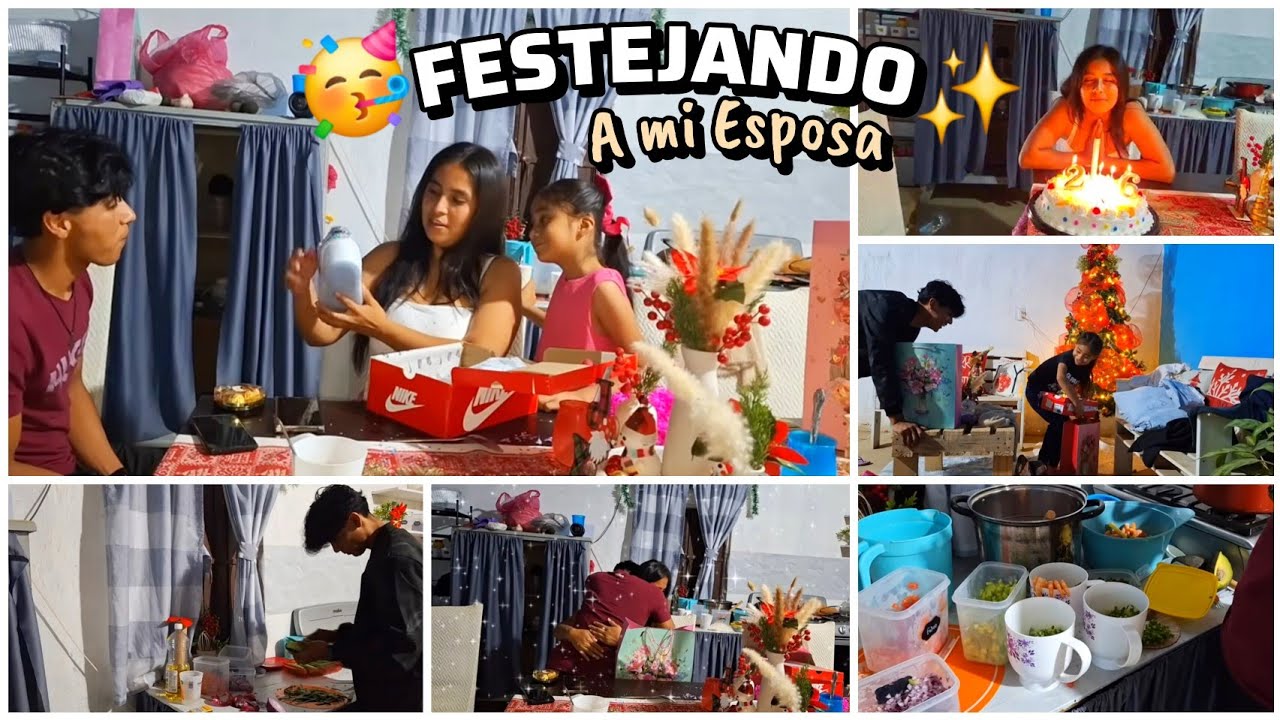 FESTEJANDO CUMPLEAÑOS de MI ESPOSA 🥳 Hice Comida 🦐 ||Regalos 🎁 Pastel 🎂 