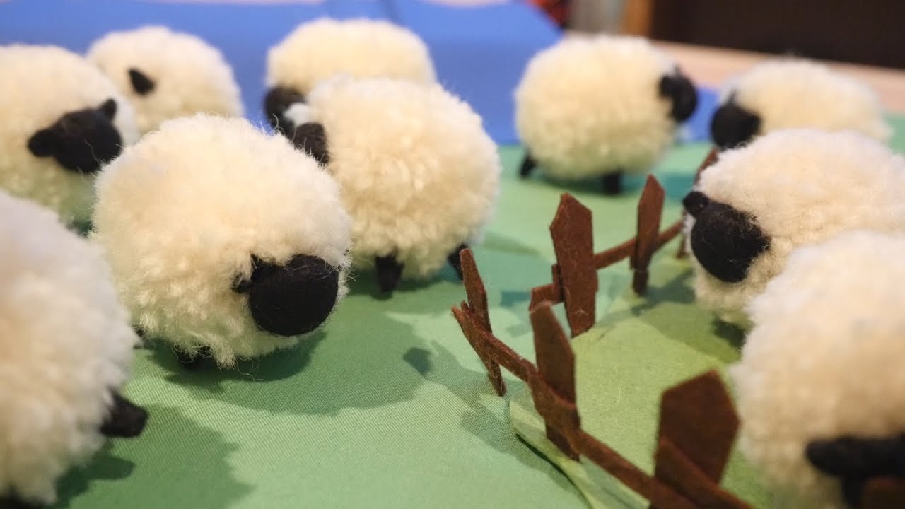 あれ ２ひきいない 毛糸のポンポンでモコモコひつじ作り Making Sheep Of Yarn Youtube