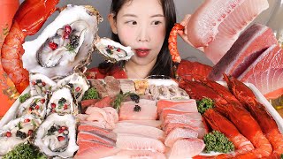 나홀로 미리연말스마스 파티🎄✨ 대방어회 까라비네로새우 굴 애플블랑 와인 먹방 Wine & Seafood dish [eating show] mukbang korean food