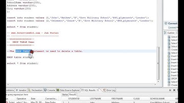 TABLE DROP SQL QUERY DEMO