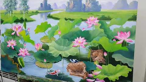 Dạy vẽ tranh tại Mỹ Thuật Việt. Bài sen quê đang hoàn thiện khóa k37
