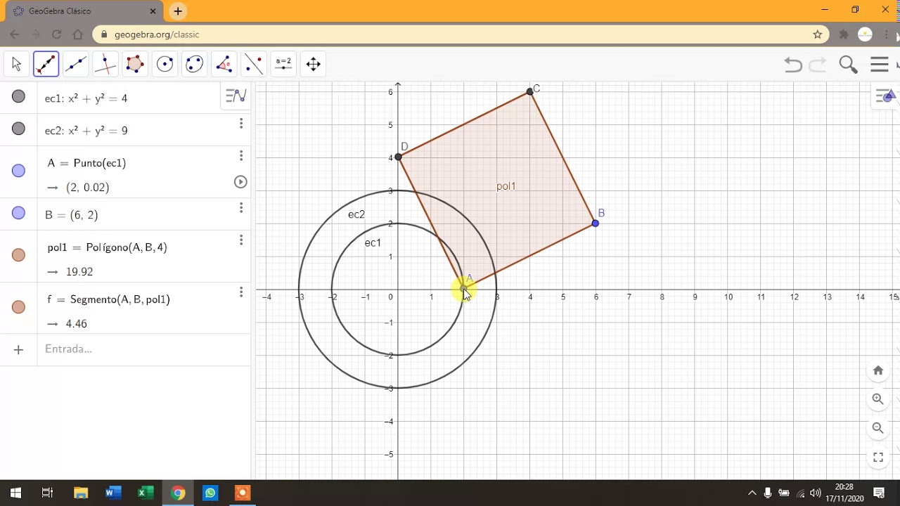 Utilización de Geogebra Classic parte 7 (SIMETRÍA Y ROTACIÓN) deslizador y botón (animación)
