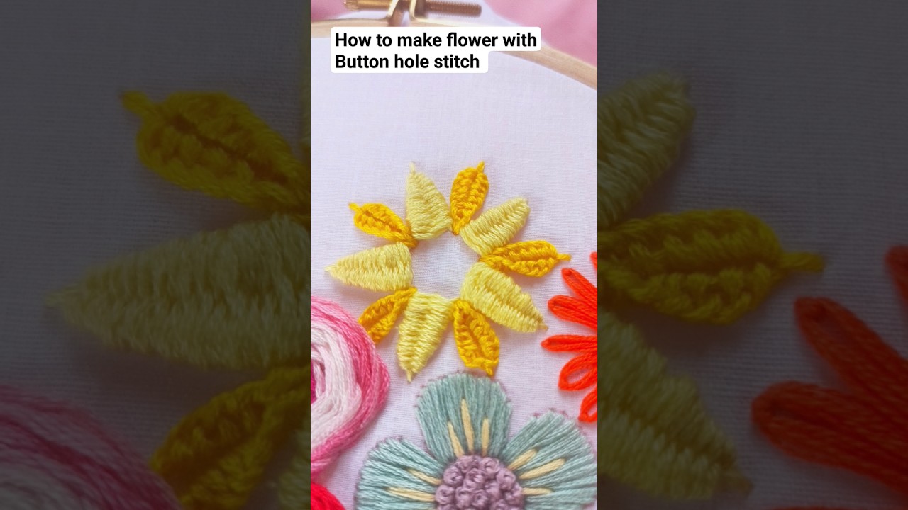 How to make flower with Button hole stitch 🌟 