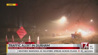 Durham closure at Midland Terrace and E. Geer Street