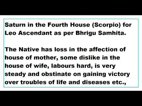 Saturn(Shani) in fourth House