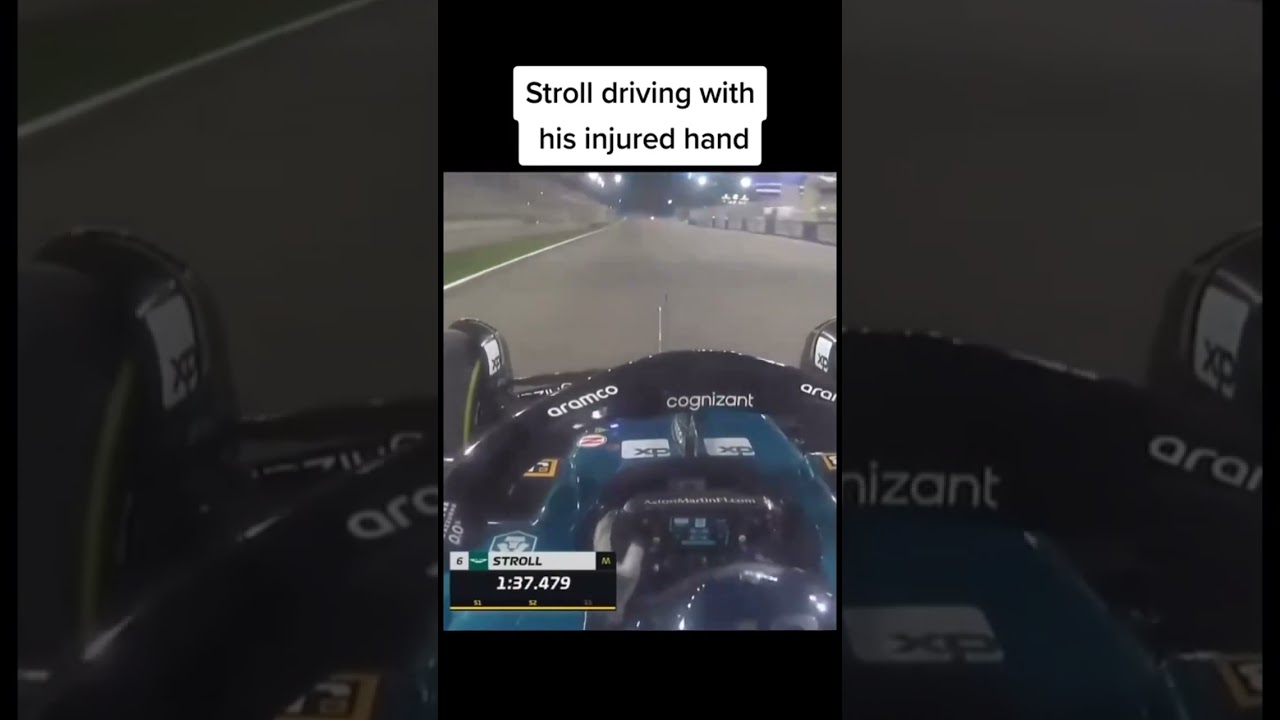 Lance Stroll driving with his injured hand