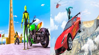 Superhero Bike Stunt GT Racing - Mega Ramp ALL level gameplay iOS Android screenshot 5