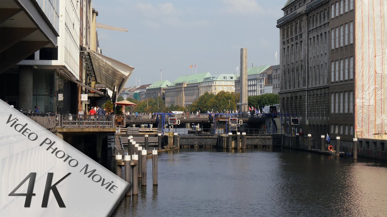 Hamburg, Germany: Alsterfleet, Rathausmarkt, Kleine Alster - 4K UHD Video