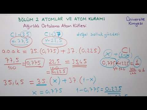 Genel Kimya 1-Bölüm 2-Atomlar ve Atom Kuramı-Ağırlıklı Ortalama Atom Kütlesi