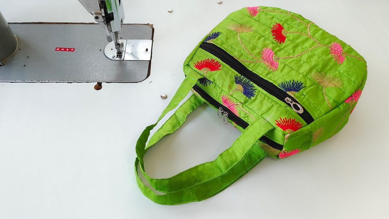 beautiful zipper handbag cutting and stitching at home/shopping bag/cloth bag - kavita tutorial bags