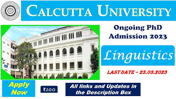 Calcutta University PhD admission 2023 in Linguistics
