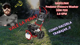 PREDATOR PRESSURE WASHER DE HARBORFREIGHT A GASOLINA! 3200 PSI Y 2.8 GPM. COMO TRABAJA? SPANISH!