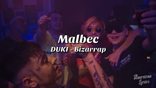 Malbec x DUKI - Bizarrap (Letra/Lyric)