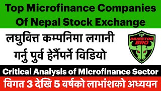Top Microfinance Companies Of Nepal Stock Exchange/Critical Analysis of Microfinance Sector