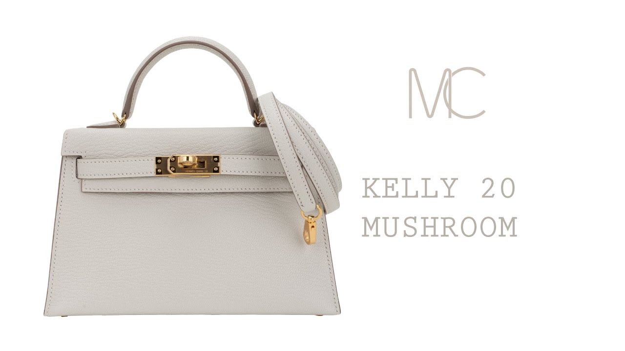 Hermes Kelly Mini De Chevre Mushroom Silver Hardware U Stamp