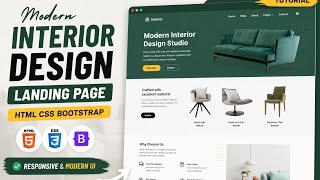 🏡 Modern Interior Design Landing Page | HTML CSS Bootstrap | Responsive Website #coding #html #css 