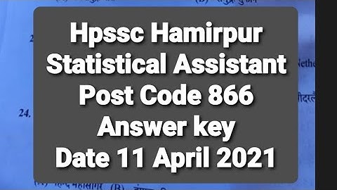 Statistical Assistant Post Code 866  Answer key