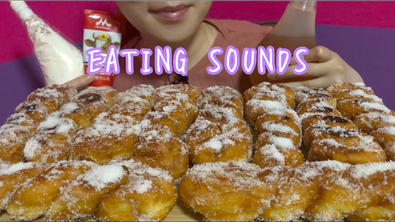 《Eating sounds》ローソンのクァベギもちふわドーナツを焼いて追い砂糖〜ホイップ、練乳、蜂蜜!꽈배기!Korean twised donuts!