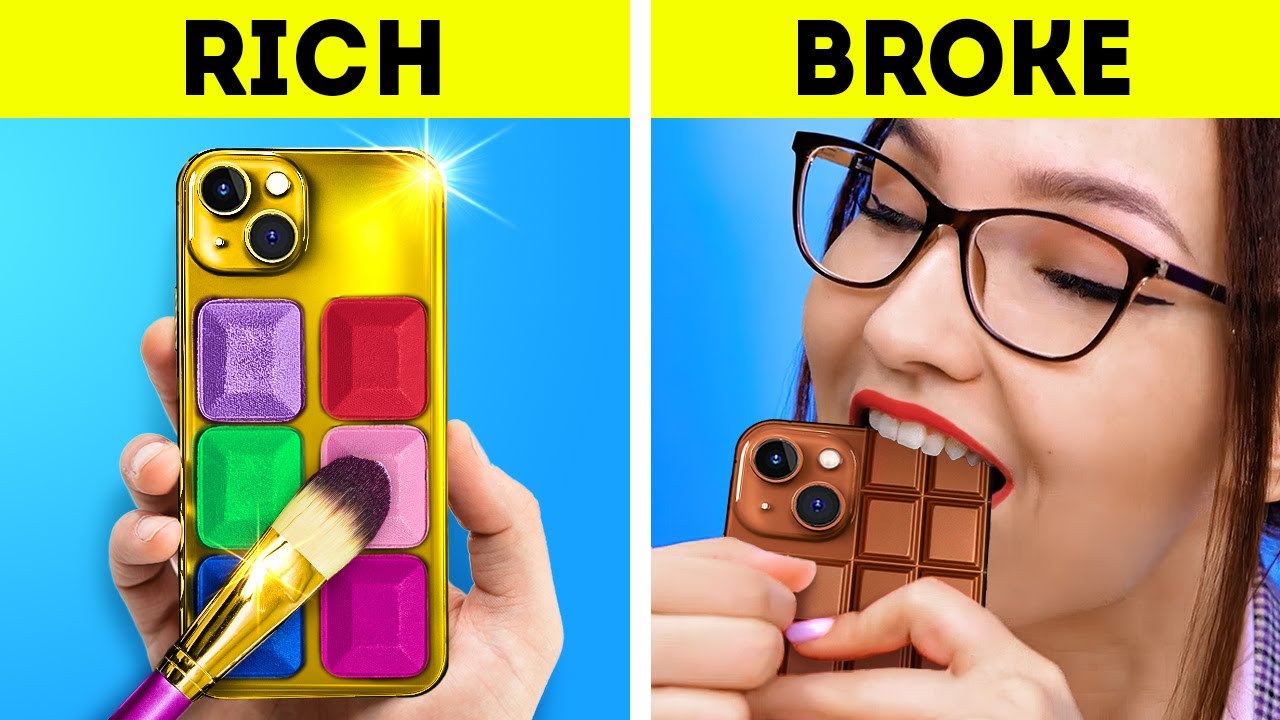 BROKE VS. RICH | Cool DIY Crafts, Phone Case Ideas And Jewelry