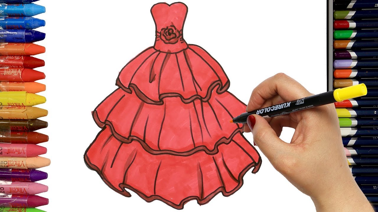 Come Disegnare E Colorare Vestito Rosso Disegnare Come Colorare Per Bambini