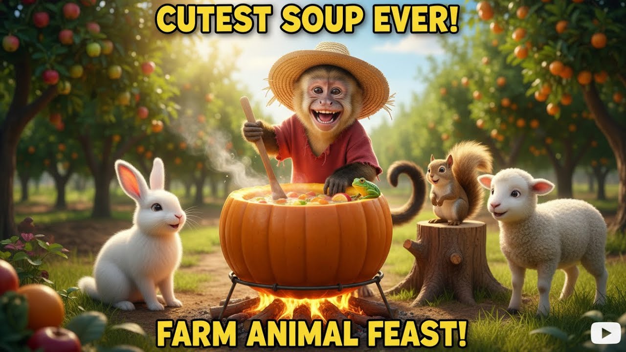 Monkey Banana’s Giant Pumpkin Soup Party with Friends on the Farm! 🎃🐵🍲 | Monkey Banana