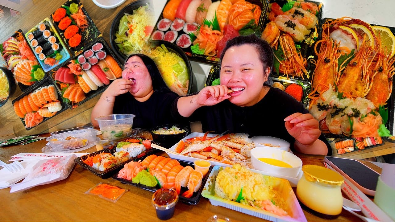 SUSHI MUKBANG + CRAB LEGS 먹방 Spicy Tuna Roll + Salmon Roll etc! + Eating Show! (Controversial Topic)
