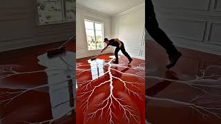 "DREAM Floor Transformation! 😍 Red Marble Epoxy Art" #views