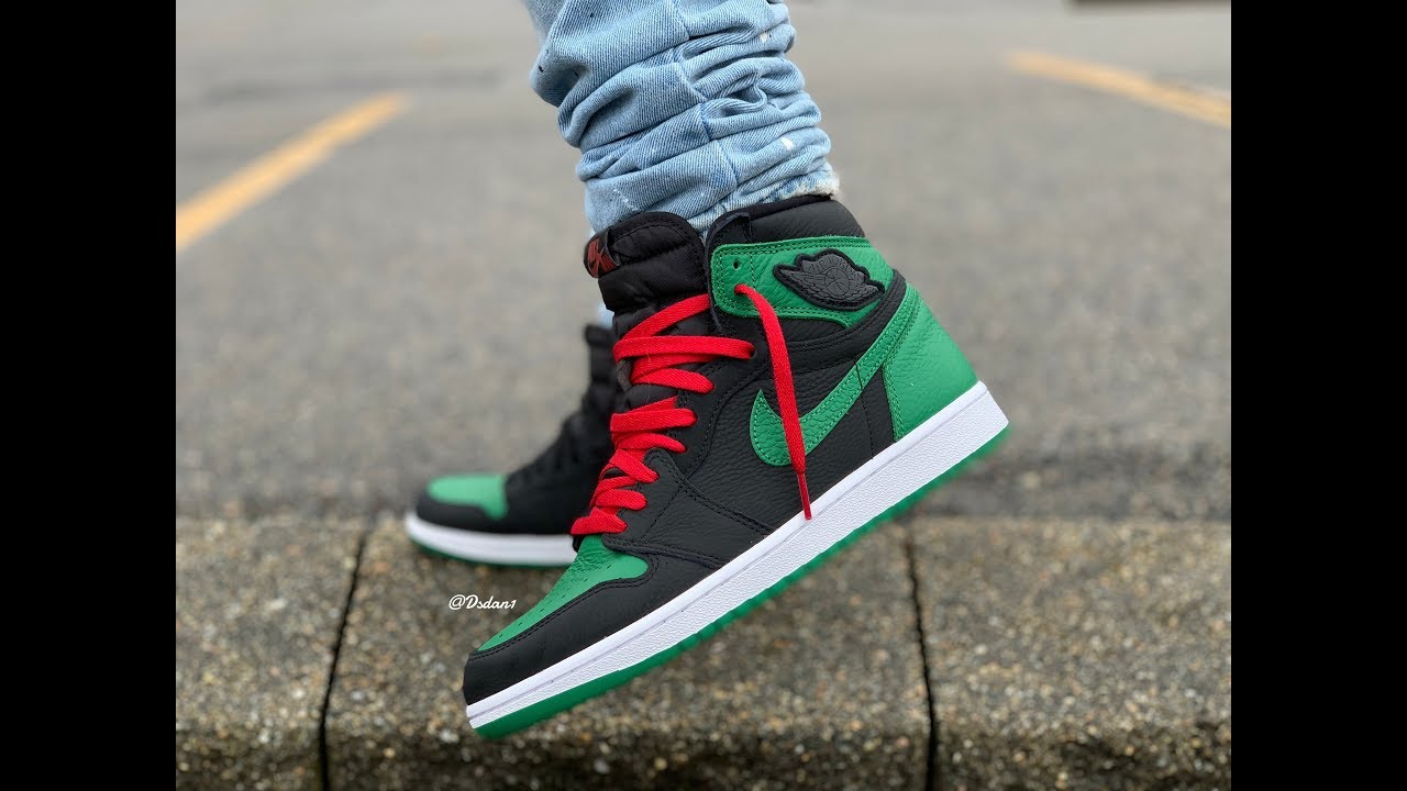 pine green red jordan 1