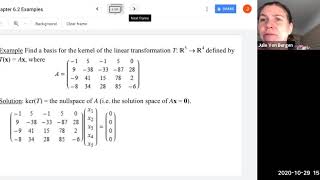 Math 250 Kernel and Range of Linear Transformations
