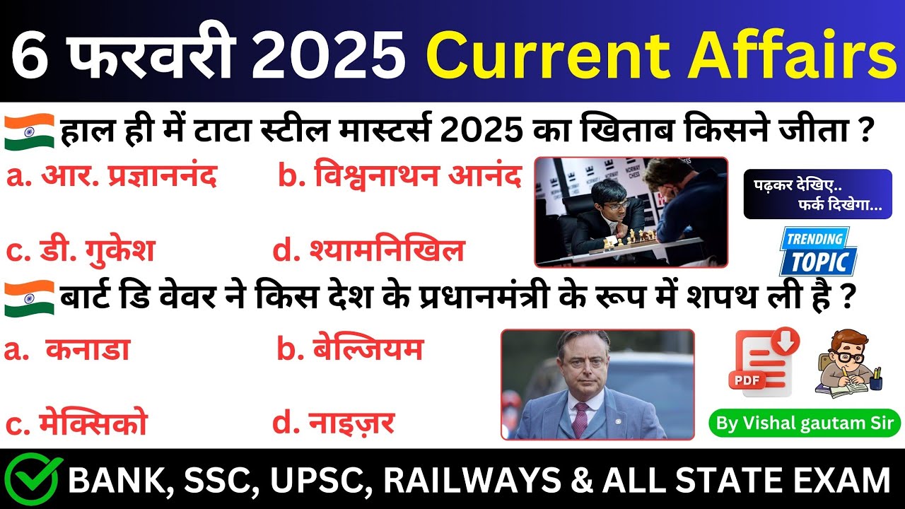 6 February 2025 Current Affairs | Daily Current Affairs | Today Current ...