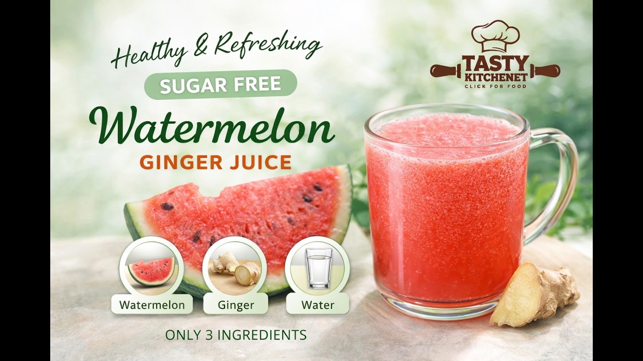Sugar Free Watermelon Juice with Ginger | 3 Ingredient Healthy Drink #youtube #healthyjuice #iftar