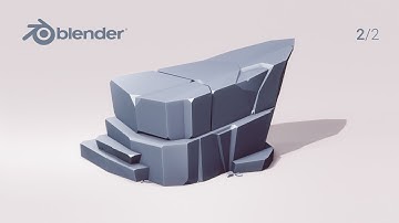 (2/2) Lowpoly Style / Flat Shading - Rock Model in Blender 3D | Flat Shaded | Blender Speed Modeling