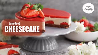 NEPEČENÝ CHEESECAKE S JAHODAMI | vegan recepty | MaruškaVEG