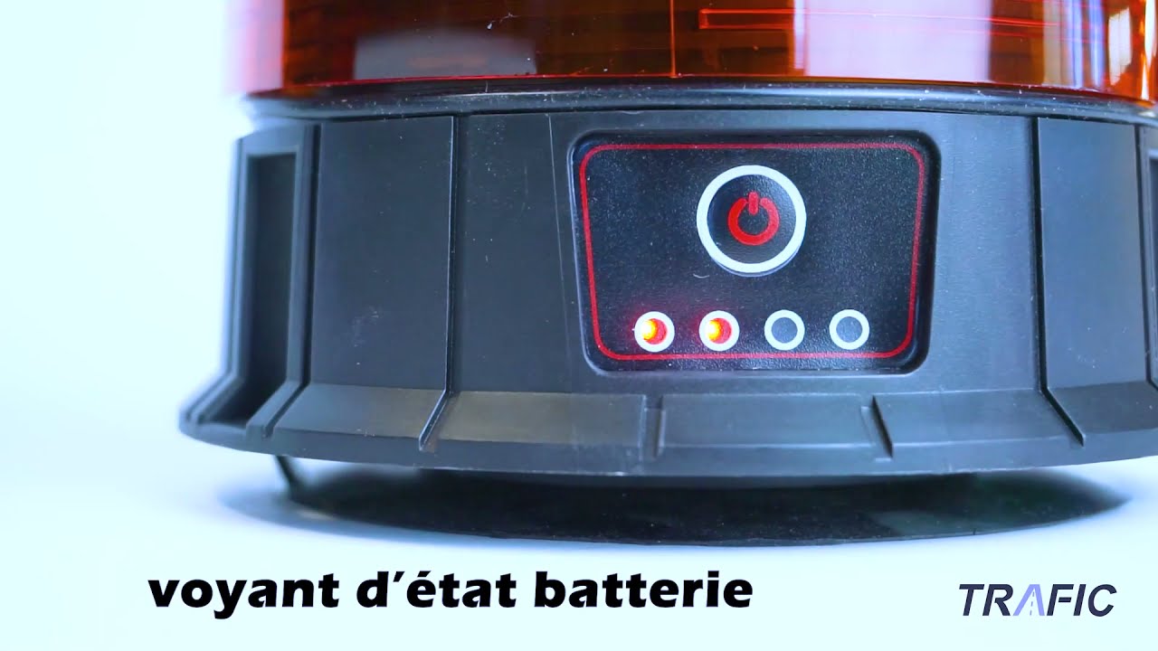 GYROPHARE LED AUTONOME SUR BATTERIE À FIXATION MAGNETIQUE 